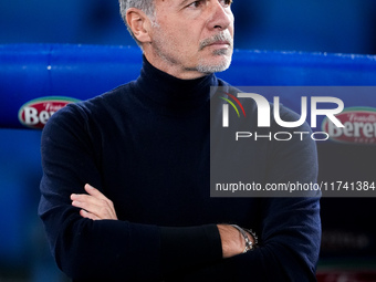 Marco Baroni head coach of SS Lazio looks on during the Serie A Enilive match between SS Lazio and Cagliari Calcio at Stadio Olimpico on Nov...