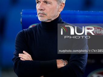 Marco Baroni head coach of SS Lazio looks on during the Serie A Enilive match between SS Lazio and Cagliari Calcio at Stadio Olimpico on Nov...