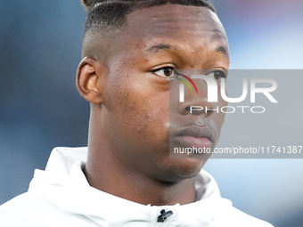 Tijjani Noslin of SS Lazio looks on during the Serie A Enilive match between SS Lazio and Cagliari Calcio at Stadio Olimpico on November 4,...