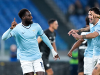 Boulaye Dia of SS Lazio celebrates after scoring first goal during the Serie A Enilive match between SS Lazio and Cagliari Calcio at Stadio...