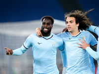 Boulaye Dia of SS Lazio celebrates after scoring first goal during the Serie A Enilive match between SS Lazio and Cagliari Calcio at Stadio...