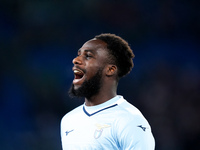 Boulaye Dia of SS Lazio celebrates after scoring first goal during the Serie A Enilive match between SS Lazio and Cagliari Calcio at Stadio...