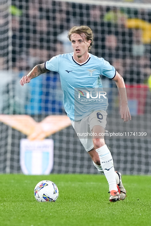 Nicolo' Rovella of SS Lazio during the Serie A Enilive match between SS Lazio and Cagliari Calcio at Stadio Olimpico on November 4, 2024 in...