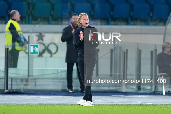 Davide Nicola head coach of Cagliari Calcio looks on during the Serie A Enilive match between SS Lazio and Cagliari Calcio at Stadio Olimpic...