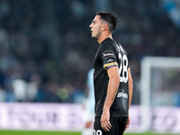 Gabriele Zappa of Cagliari Calcio looks on during the Serie A Enilive match between SS Lazio and Cagliari Calcio at Stadio Olimpico on Novem...