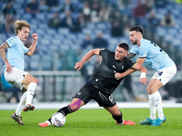 Roberto Piccoli of Cagliari Calcio and Mario Gila of SS Lazio compete for the ball during the Serie A Enilive match between SS Lazio and Cag...