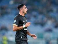 Gabriele Zappa of Cagliari Calcio looks on during the Serie A Enilive match between SS Lazio and Cagliari Calcio at Stadio Olimpico on Novem...