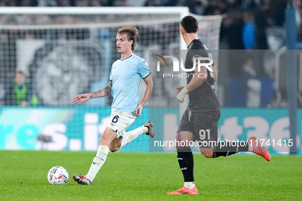 Nicolo' Rovella of SS Lazio during the Serie A Enilive match between SS Lazio and Cagliari Calcio at Stadio Olimpico on November 4, 2024 in...