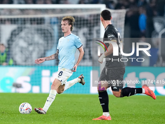 Nicolo' Rovella of SS Lazio during the Serie A Enilive match between SS Lazio and Cagliari Calcio at Stadio Olimpico on November 4, 2024 in...