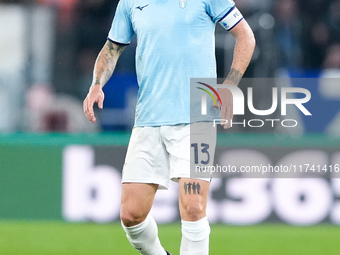 Alessio Romagnoli of SS Lazio during the Serie A Enilive match between SS Lazio and Cagliari Calcio at Stadio Olimpico on November 4, 2024 i...