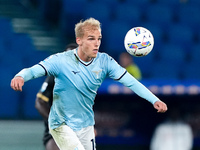 Gustav Isaksen of SS Lazio during the Serie A Enilive match between SS Lazio and Cagliari Calcio at Stadio Olimpico on November 4, 2024 in R...