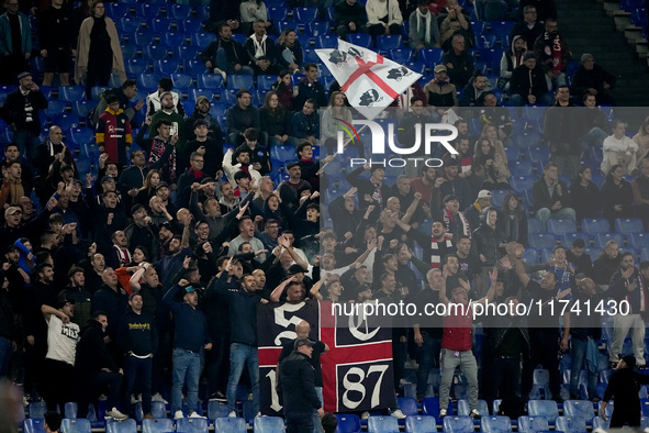 Supporters of Cagliari Calcio during the Serie A Enilive match between SS Lazio and Cagliari Calcio at Stadio Olimpico on November 4, 2024 i...