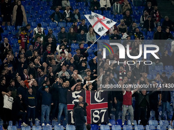 Supporters of Cagliari Calcio during the Serie A Enilive match between SS Lazio and Cagliari Calcio at Stadio Olimpico on November 4, 2024 i...