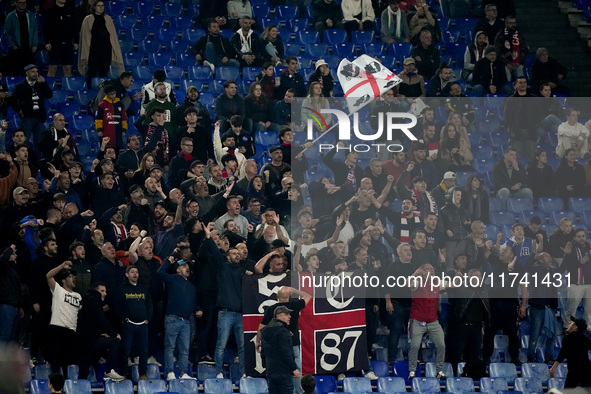 Supporters of Cagliari Calcio during the Serie A Enilive match between SS Lazio and Cagliari Calcio at Stadio Olimpico on November 4, 2024 i...