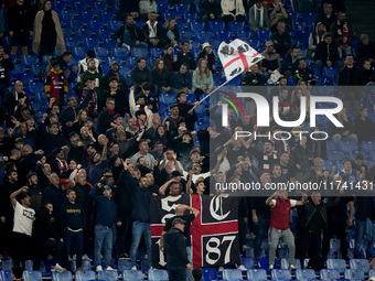 Supporters of Cagliari Calcio during the Serie A Enilive match between SS Lazio and Cagliari Calcio at Stadio Olimpico on November 4, 2024 i...