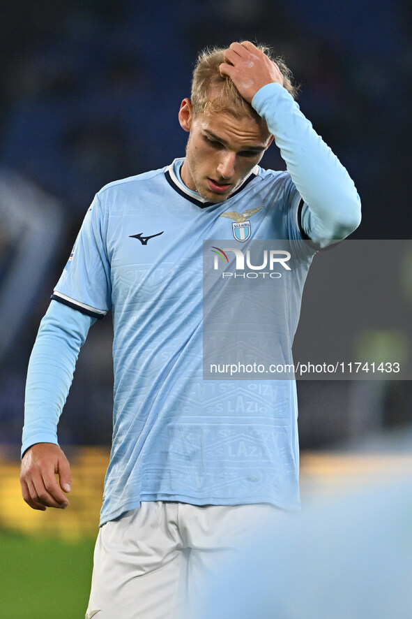 Gustav Isaksen of S.S. Lazio participates in the 11th day of the Serie A Championship between S.S. Lazio and Cagliari Calcio at the Olympic...