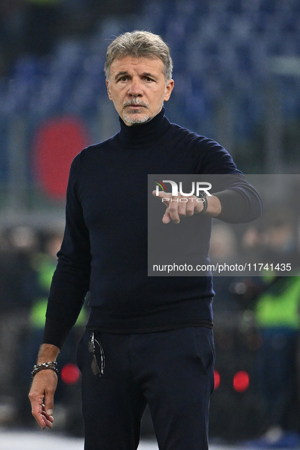 Marco Baroni coaches S.S. Lazio during the 11th day of the Serie A Championship between S.S. Lazio and Cagliari Calcio at the Olympic Stadiu...