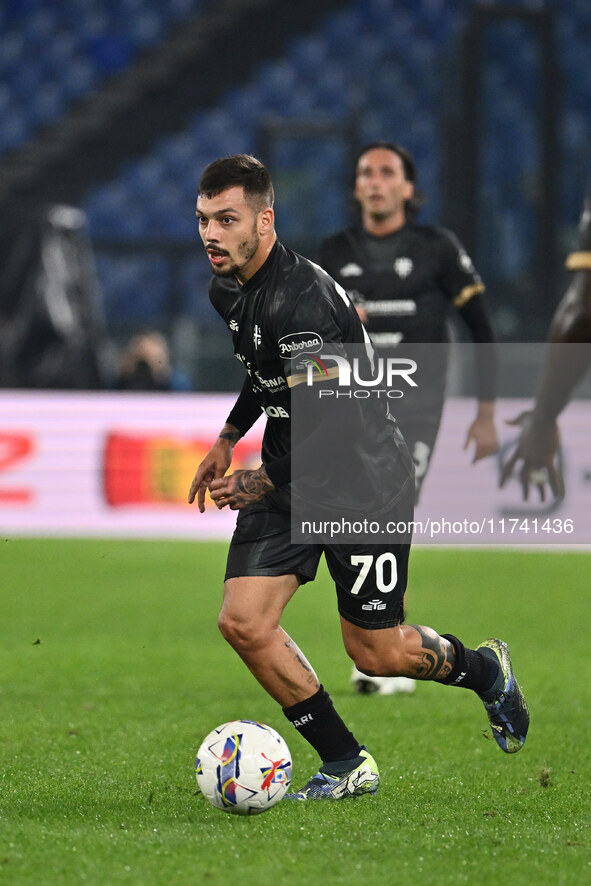 Gianluca Gaetano of Cagliari Calcio is in action during the 11th day of the Serie A Championship between S.S. Lazio and Cagliari Calcio at t...