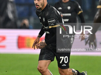 Gianluca Gaetano of Cagliari Calcio is in action during the 11th day of the Serie A Championship between S.S. Lazio and Cagliari Calcio at t...