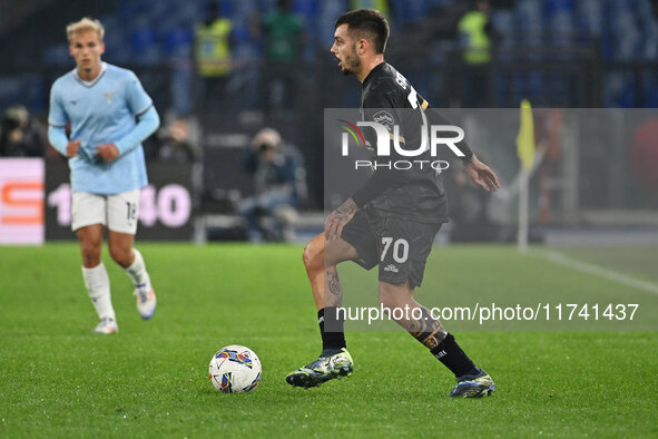 Gianluca Gaetano of Cagliari Calcio is in action during the 11th day of the Serie A Championship between S.S. Lazio and Cagliari Calcio at t...