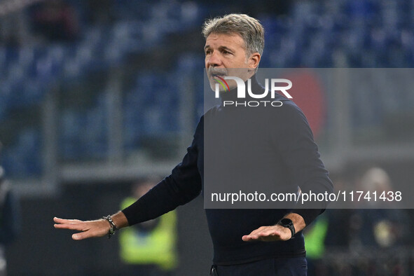 Marco Baroni coaches S.S. Lazio during the 11th day of the Serie A Championship between S.S. Lazio and Cagliari Calcio at the Olympic Stadiu...