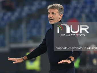 Marco Baroni coaches S.S. Lazio during the 11th day of the Serie A Championship between S.S. Lazio and Cagliari Calcio at the Olympic Stadiu...