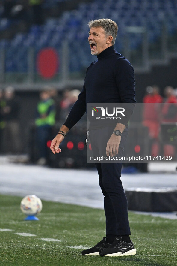 Marco Baroni coaches S.S. Lazio during the 11th day of the Serie A Championship between S.S. Lazio and Cagliari Calcio at the Olympic Stadiu...