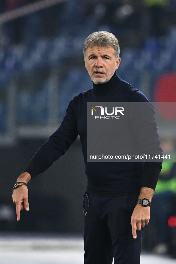 Marco Baroni coaches S.S. Lazio during the 11th day of the Serie A Championship between S.S. Lazio and Cagliari Calcio at the Olympic Stadiu...