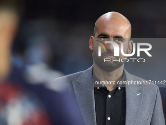 Claudio Giraldez, Head Coach of RC Celta de Vigo, looks on before the La Liga EA Sports match between RC Celta de Vigo and Getafe CF at Esta...