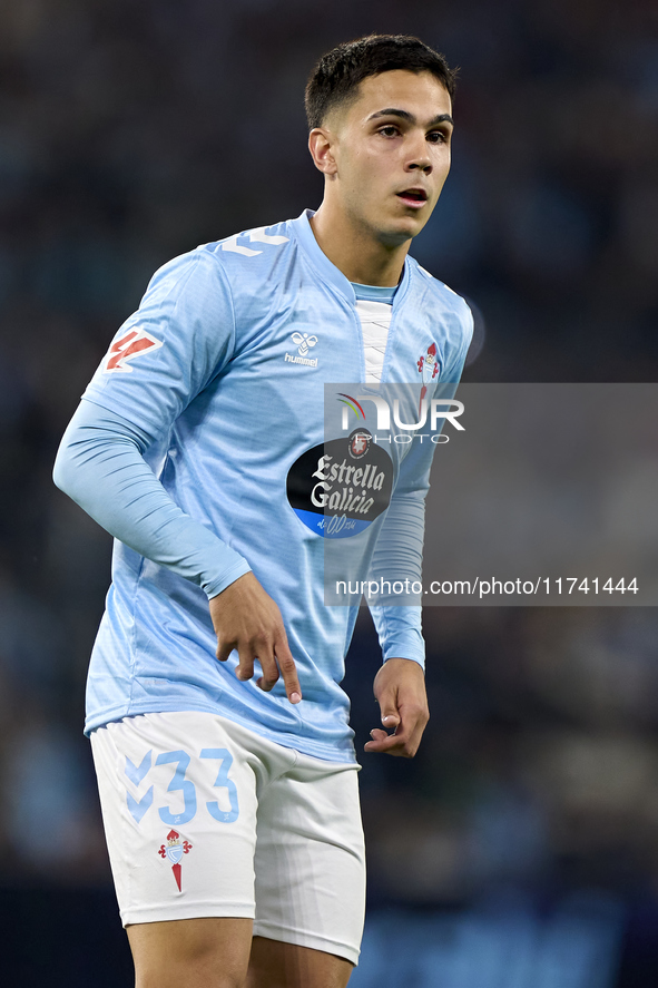 Hugo Sotelo of RC Celta de Vigo looks on during the La Liga EA Sports match between RC Celta de Vigo and Getafe CF at Estadio Abanca Balaido...