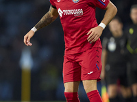 Alex Sola of Getafe CF is in action during the La Liga EA Sports match between RC Celta de Vigo and Getafe CF at Estadio Abanca Balaidos in...