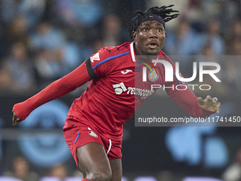 Christantus Uche of Getafe CF is in action during the La Liga EA Sports match between RC Celta de Vigo and Getafe CF at Estadio Abanca Balai...