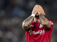 Carles Perez of Getafe CF reacts during the La Liga EA Sports match between RC Celta de Vigo and Getafe CF at Estadio Abanca Balaidos in Vig...