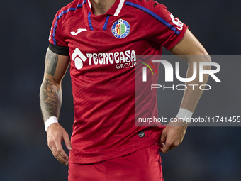 Alex Sola of Getafe CF reacts during the La Liga EA Sports match between RC Celta de Vigo and Getafe CF at Estadio Abanca Balaidos in Vigo,...