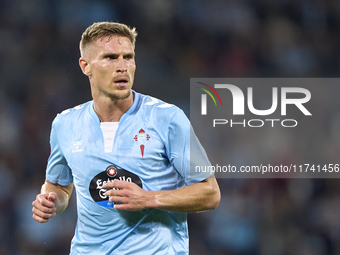 Carl Starfelt of RC Celta de Vigo looks on during the La Liga EA Sports match between RC Celta de Vigo and Getafe CF at Estadio Abanca Balai...