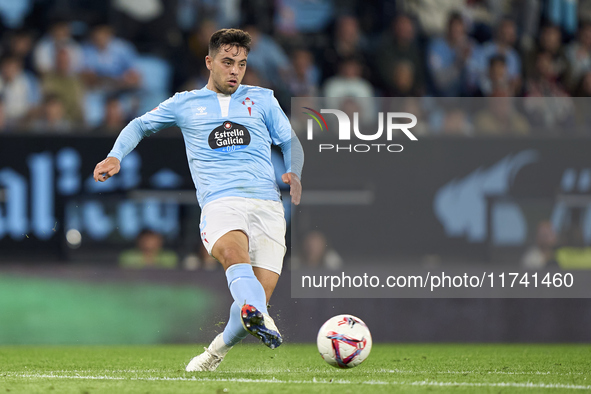 Fran Beltran of RC Celta de Vigo is in action during the La Liga EA Sports match between RC Celta de Vigo and Getafe CF at Estadio Abanca Ba...