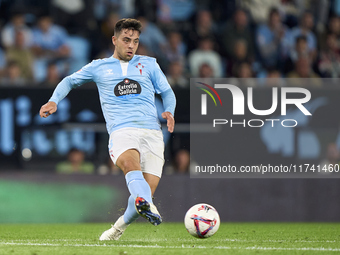 Fran Beltran of RC Celta de Vigo is in action during the La Liga EA Sports match between RC Celta de Vigo and Getafe CF at Estadio Abanca Ba...