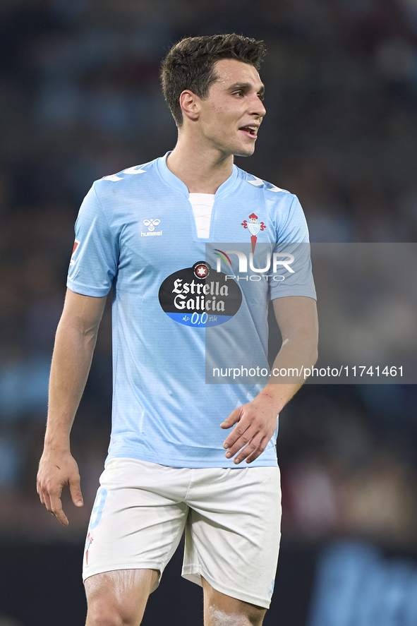 Anastasios Douvikas of RC Celta de Vigo reacts during the La Liga EA Sports match between RC Celta de Vigo and Getafe CF at Estadio Abanca B...