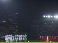 Players of RC Celta de Vigo and Getafe CF pause for a moment of silence to pay their respects to the victims of the flooding disaster in Spa...