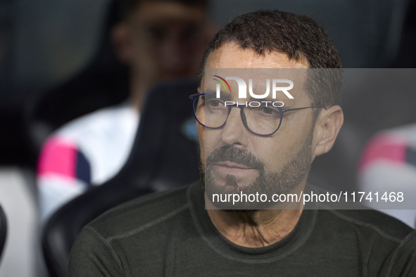 Pepe Bordalas, Head Coach of Getafe CF, looks on prior to the La Liga EA Sports match between RC Celta de Vigo and Getafe CF at Estadio Aban...