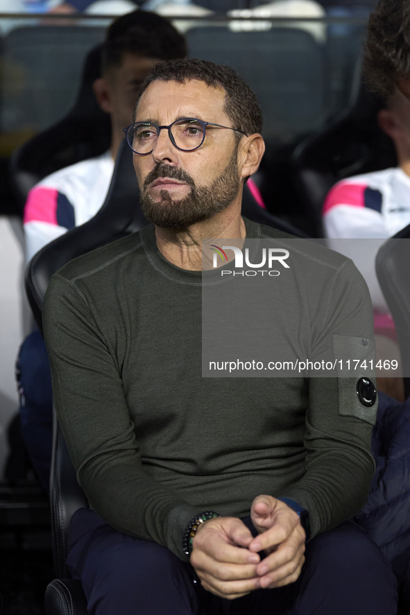 Pepe Bordalas, Head Coach of Getafe CF, looks on prior to the La Liga EA Sports match between RC Celta de Vigo and Getafe CF at Estadio Aban...