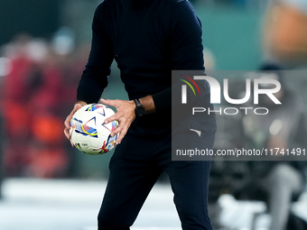 Marco Baroni head coach of SS Lazio looks on during the Serie A Enilive match between SS Lazio and Cagliari Calcio at Stadio Olimpico on Nov...