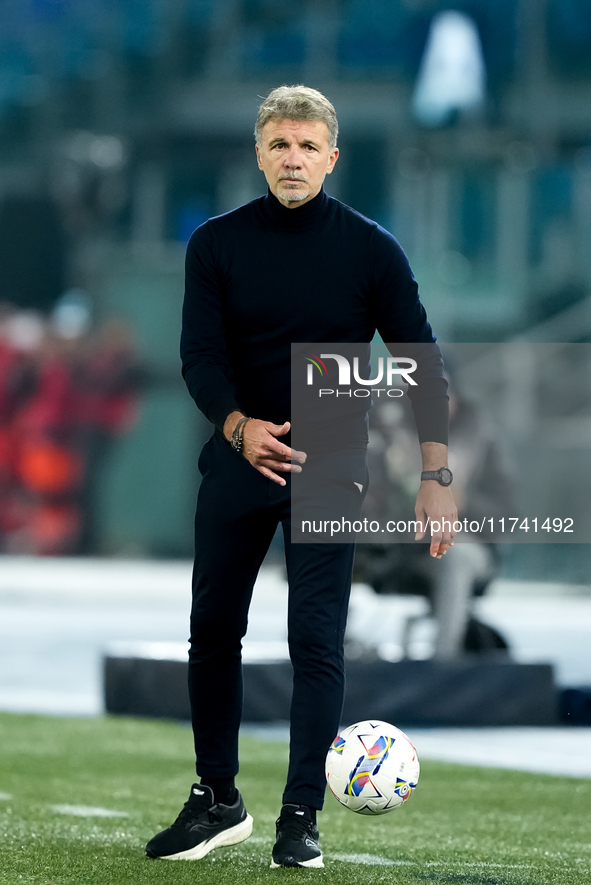 Marco Baroni head coach of SS Lazio looks on during the Serie A Enilive match between SS Lazio and Cagliari Calcio at Stadio Olimpico on Nov...