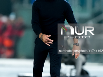 Marco Baroni head coach of SS Lazio looks on during the Serie A Enilive match between SS Lazio and Cagliari Calcio at Stadio Olimpico on Nov...