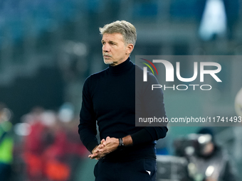 Marco Baroni head coach of SS Lazio looks on during the Serie A Enilive match between SS Lazio and Cagliari Calcio at Stadio Olimpico on Nov...