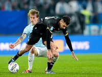 Gianluca Gaetano of Cagliari Calcio and Nicolo' Rovella of SS Lazio compete for the ball during the Serie A Enilive match between SS Lazio a...