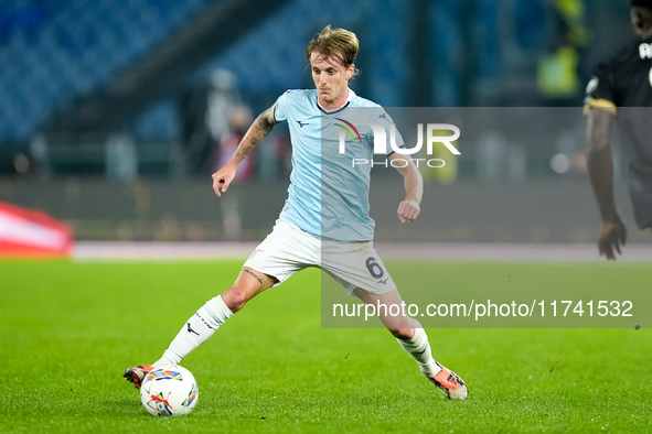 Nicolo' Rovella of SS Lazio during the Serie A Enilive match between SS Lazio and Cagliari Calcio at Stadio Olimpico on November 4, 2024 in...