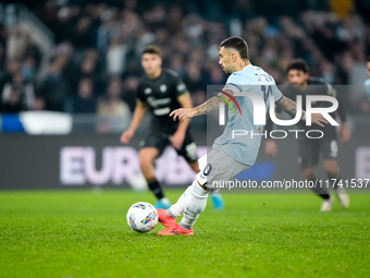 Mattia Zaccagni of SS Lazio scores second goal during the Serie A Enilive match between SS Lazio and Cagliari Calcio at Stadio Olimpico on N...