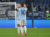 Mattia Zaccagni of S.S. Lazio celebrates after scoring the goal to make it 2-1 during the 11th day of the Serie A Championship between S.S....