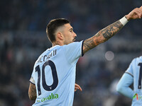 Mattia Zaccagni of S.S. Lazio celebrates after scoring the goal to make it 2-1 during the 11th day of the Serie A Championship between S.S....